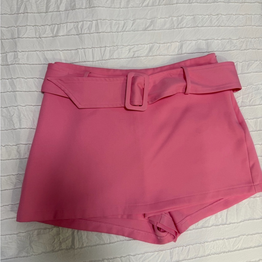Women’s High-Waist Pink Belted Shorts
